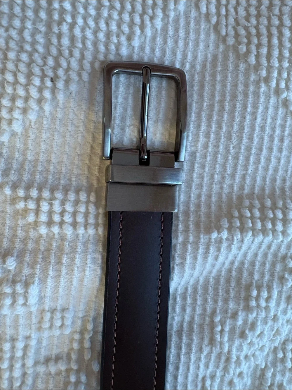 Leather Belt Mens  Brown with Pewter  Buckle and stitching detail. size 40